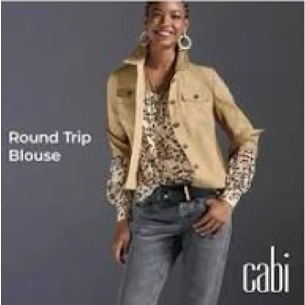 CAbi Round Trip Blouse Safari Print 4335